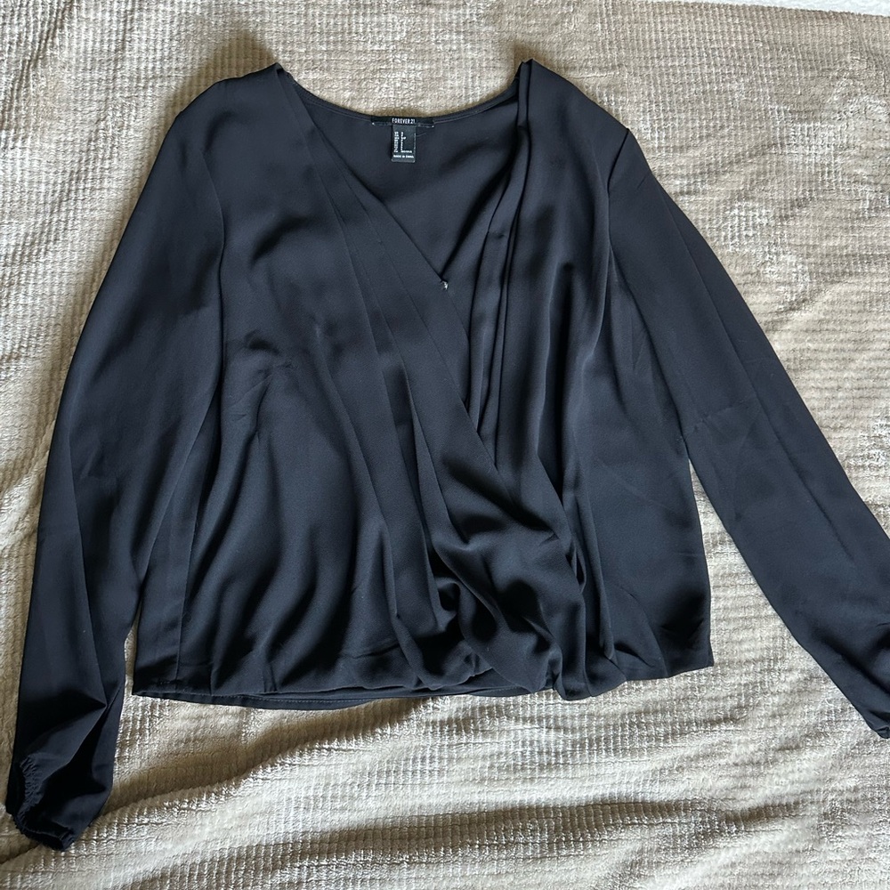 Elegant Black Wrap Top